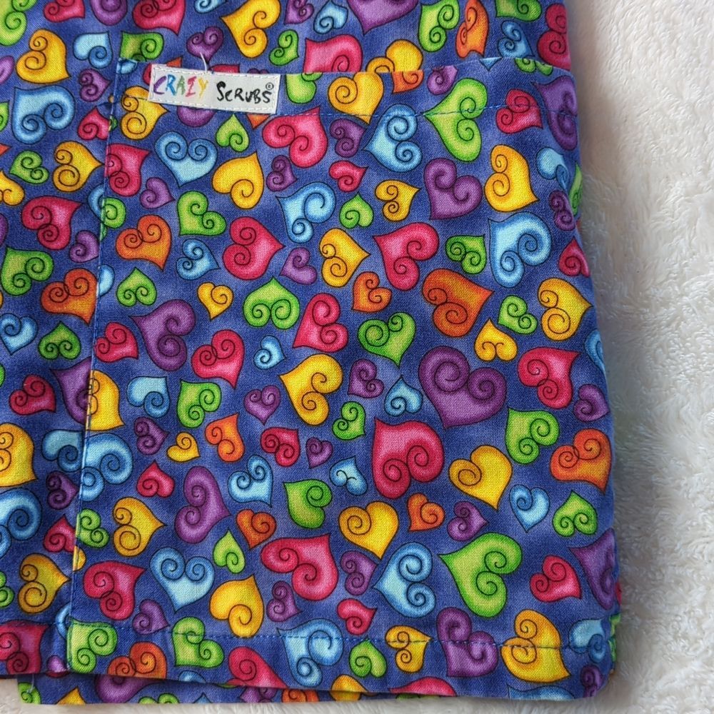 Crazy Scrubs V Neck Pockets Tieback Cotton GUC Size M - Picture 3 of 7